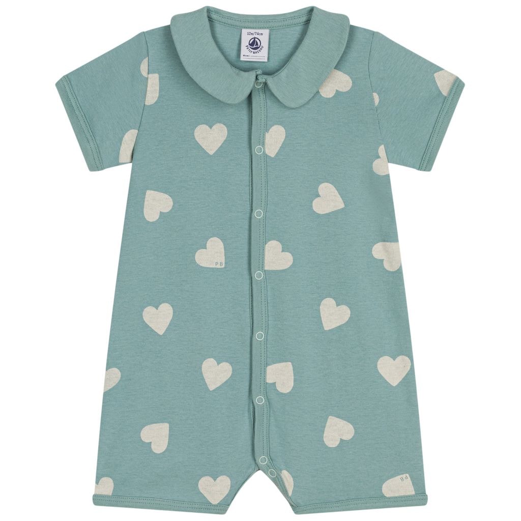Heart Printed Romper Green
