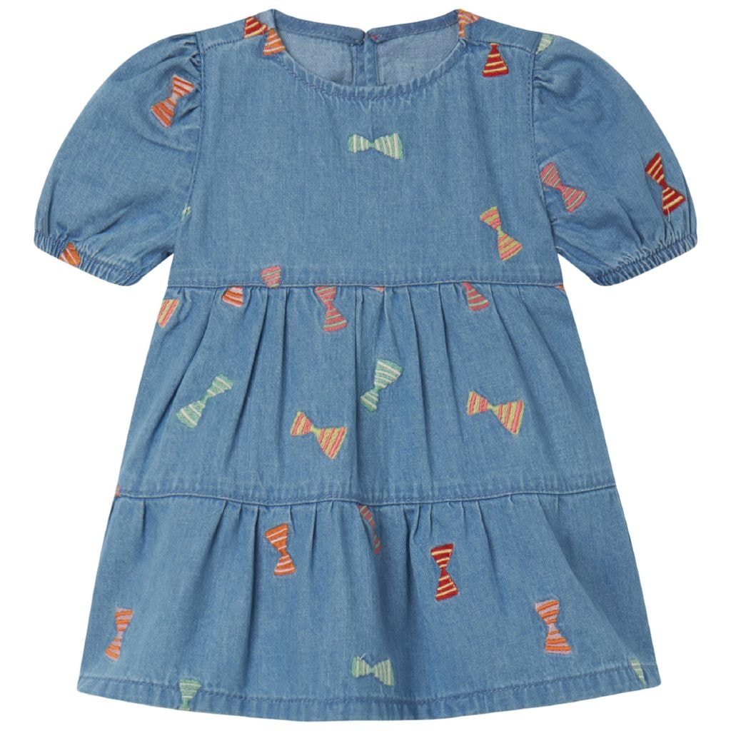 Embroidered Denim Dress Blue