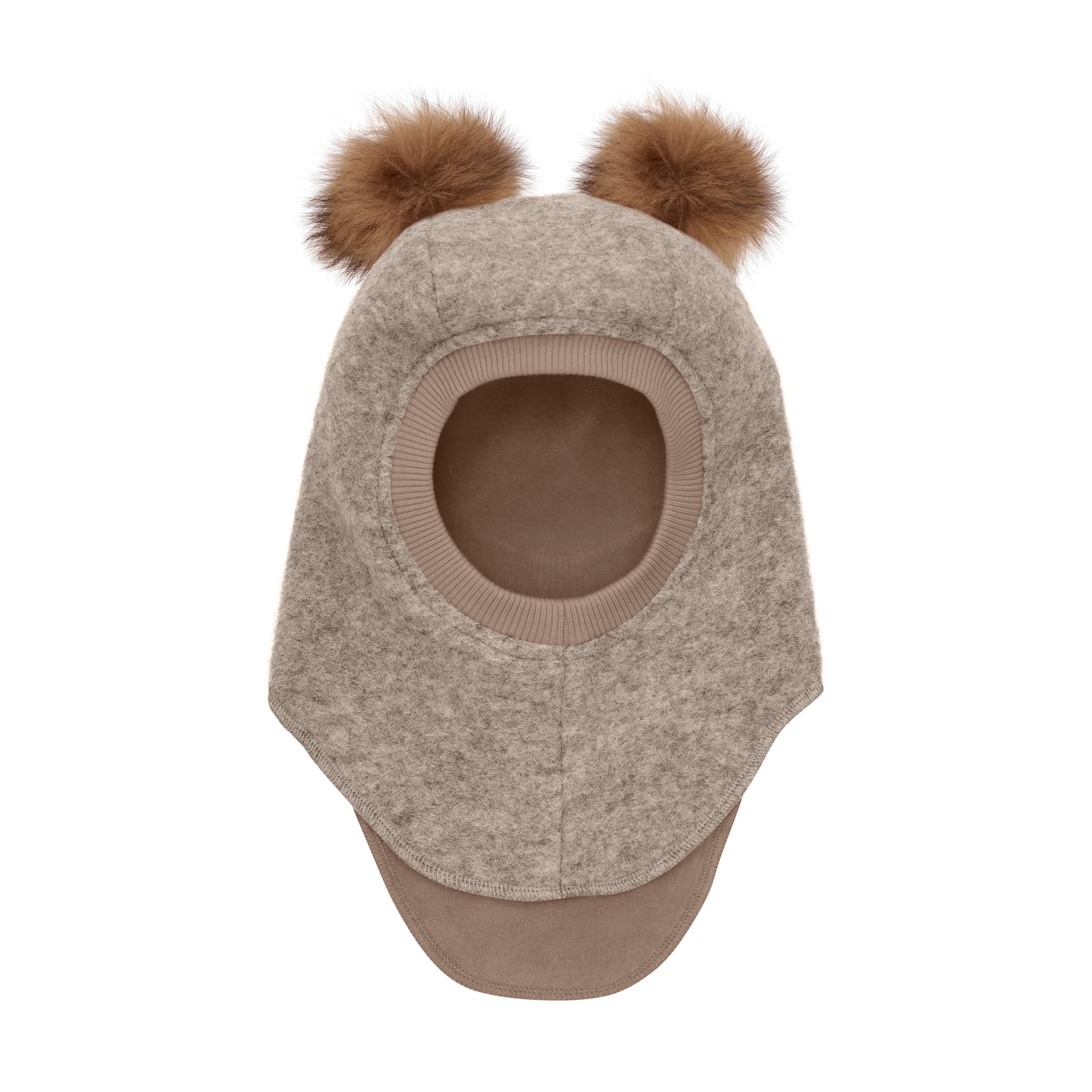 Balaclava Wool Alpaca Pompoms Camel Melange