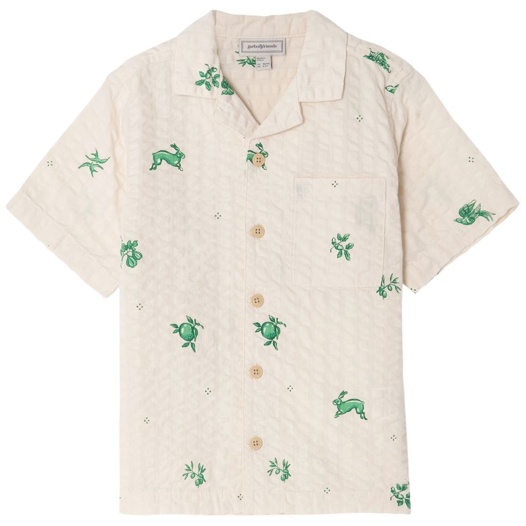 Seersucker Short-Sleeved Shirt Azulejos Emerald