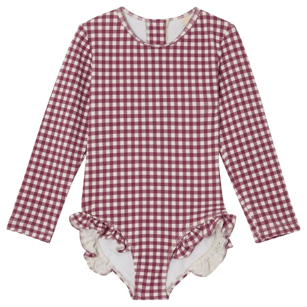 Antibes Checked Swimsuit Aubergine