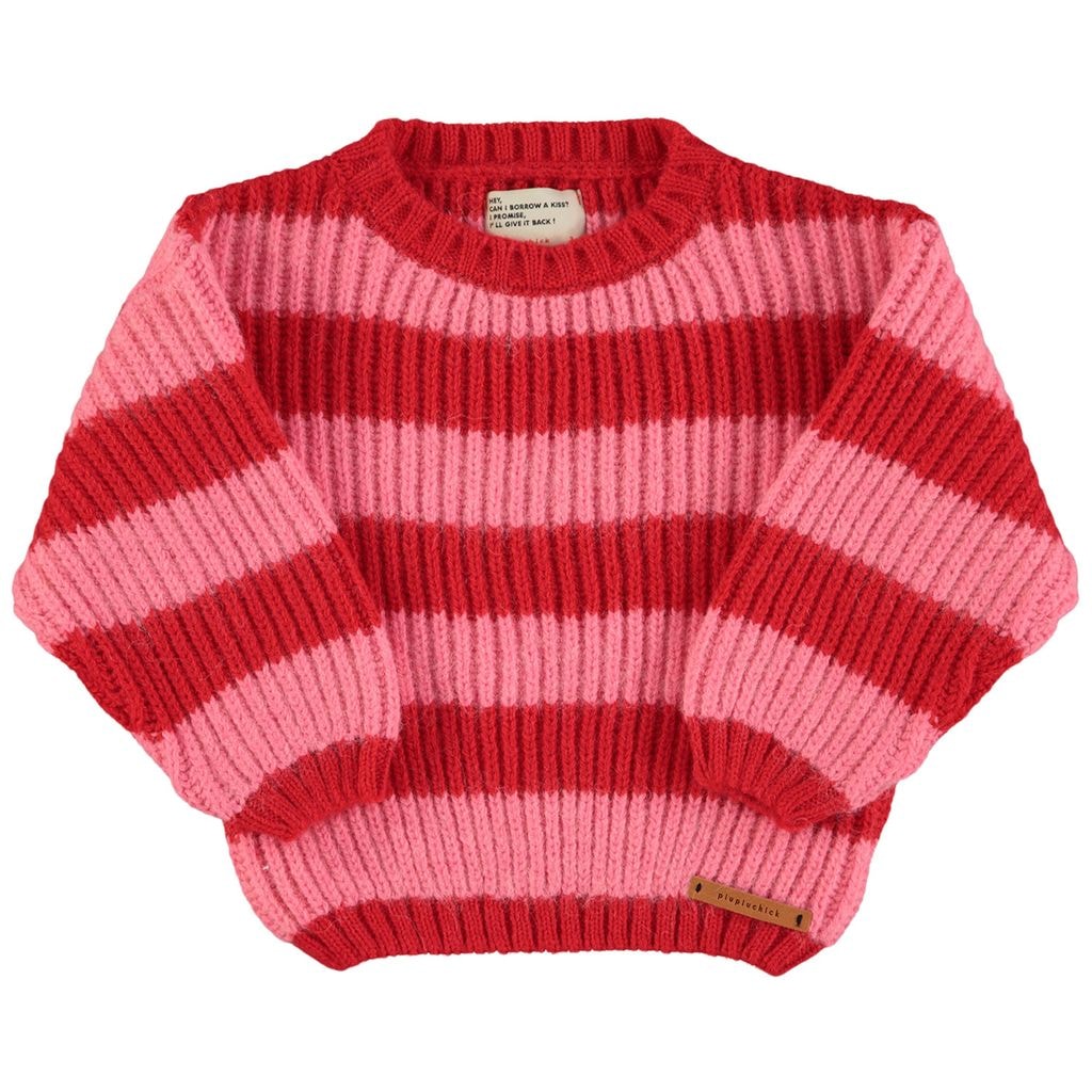 Striped Knitted Sweater Red