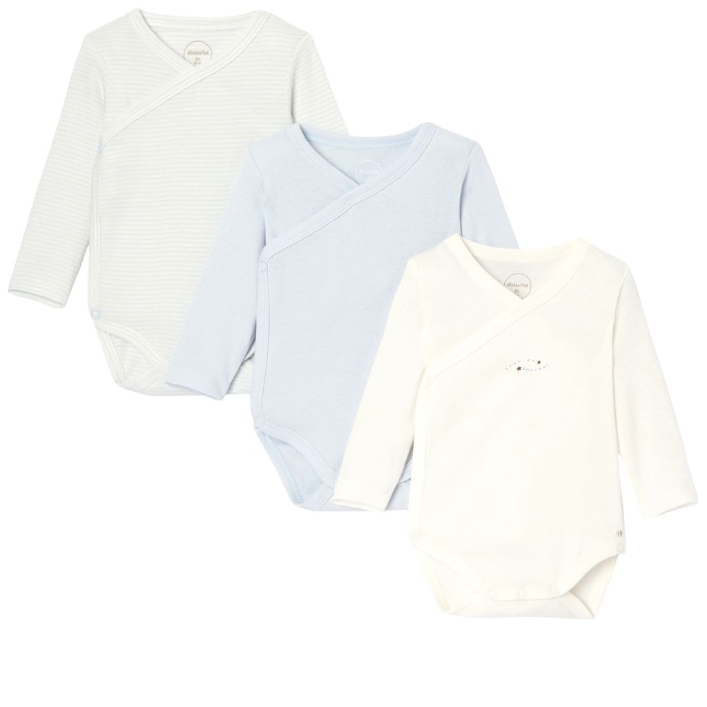 3-Pack Baby Bodies Blå