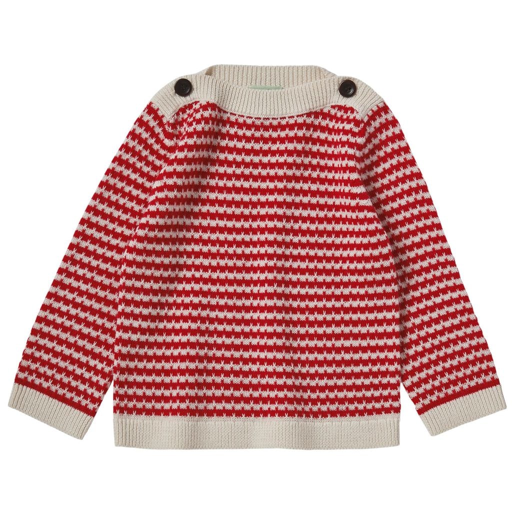 Baby Boatneck Blouse Ecru/Red