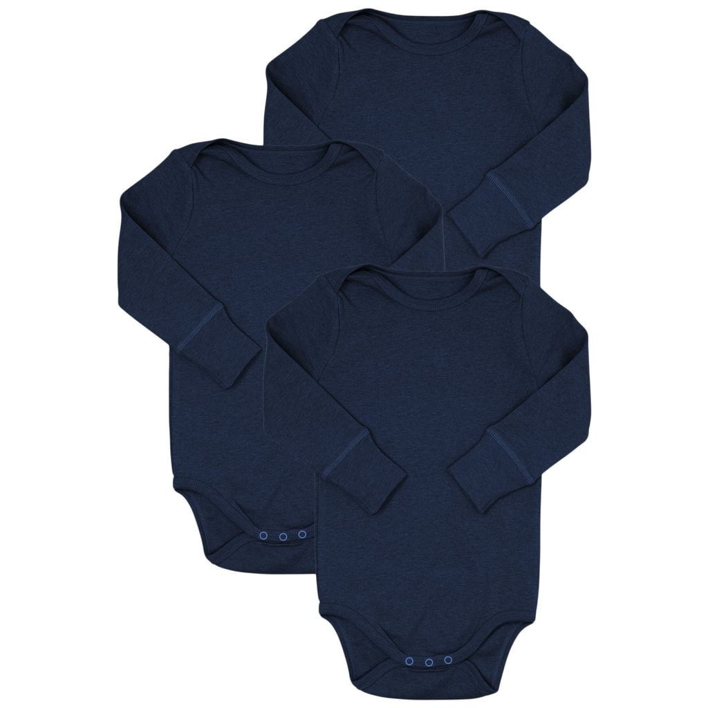 3-pack Baby Bodies Navy Melange