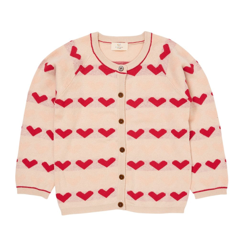 Heart Knitted Cardigan Berry