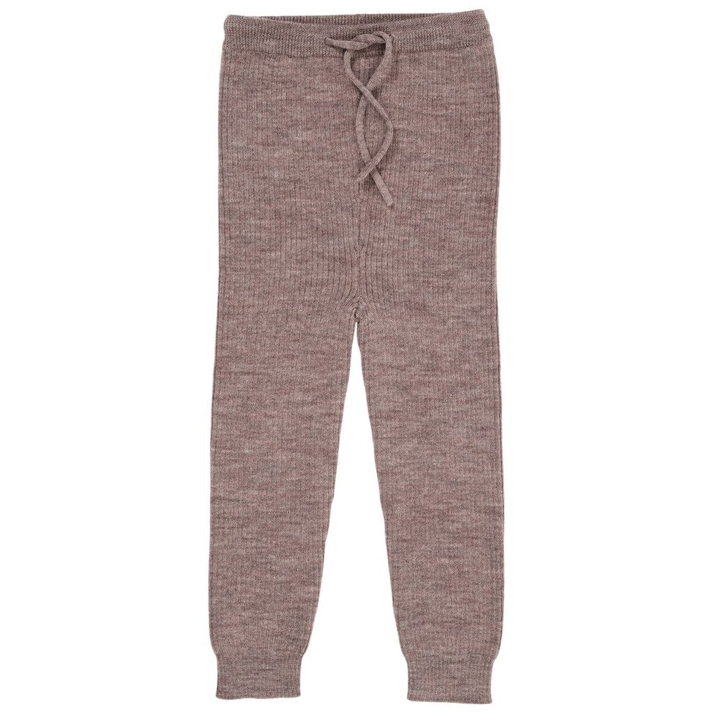 Merino Classic Rib Leggings w Drawstrings  Natural Melange