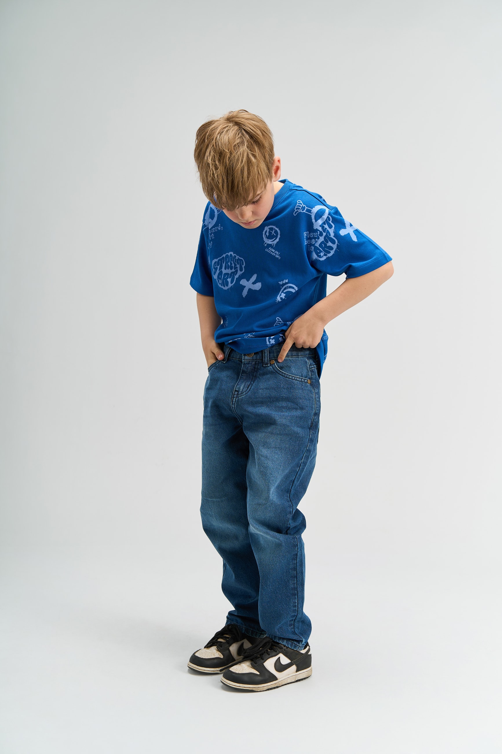 Marchall Jeans Med Baggy Passform Medium Blue Denim