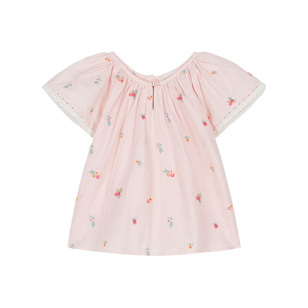Antonia Blouse Pink Bouquet Stripes