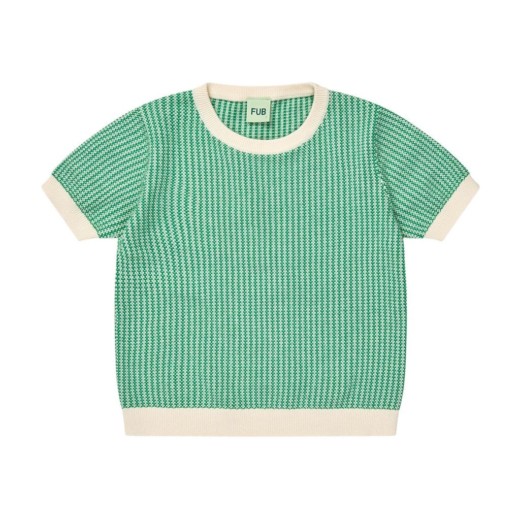 Knitted Short-Sleeved Top Ecru/basil