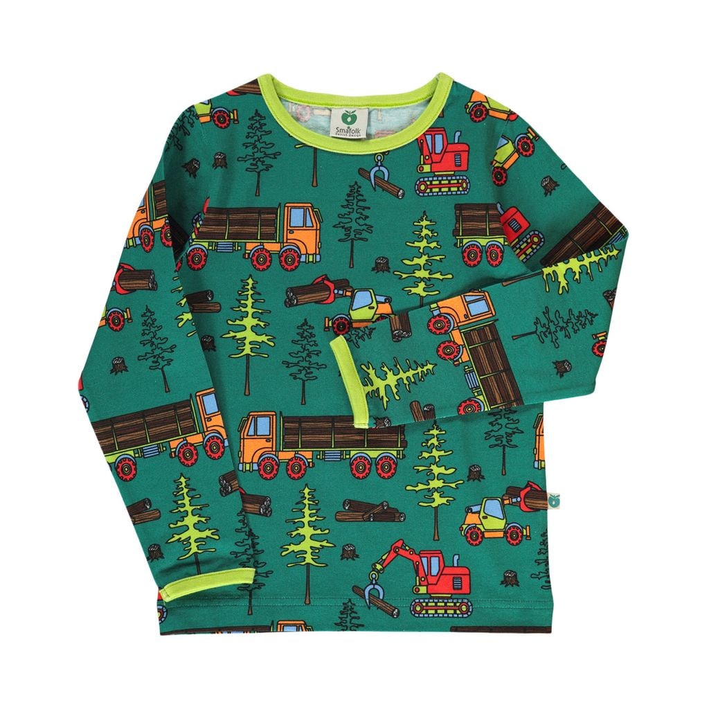 Long-sleeved top with machines  Petroleum Green