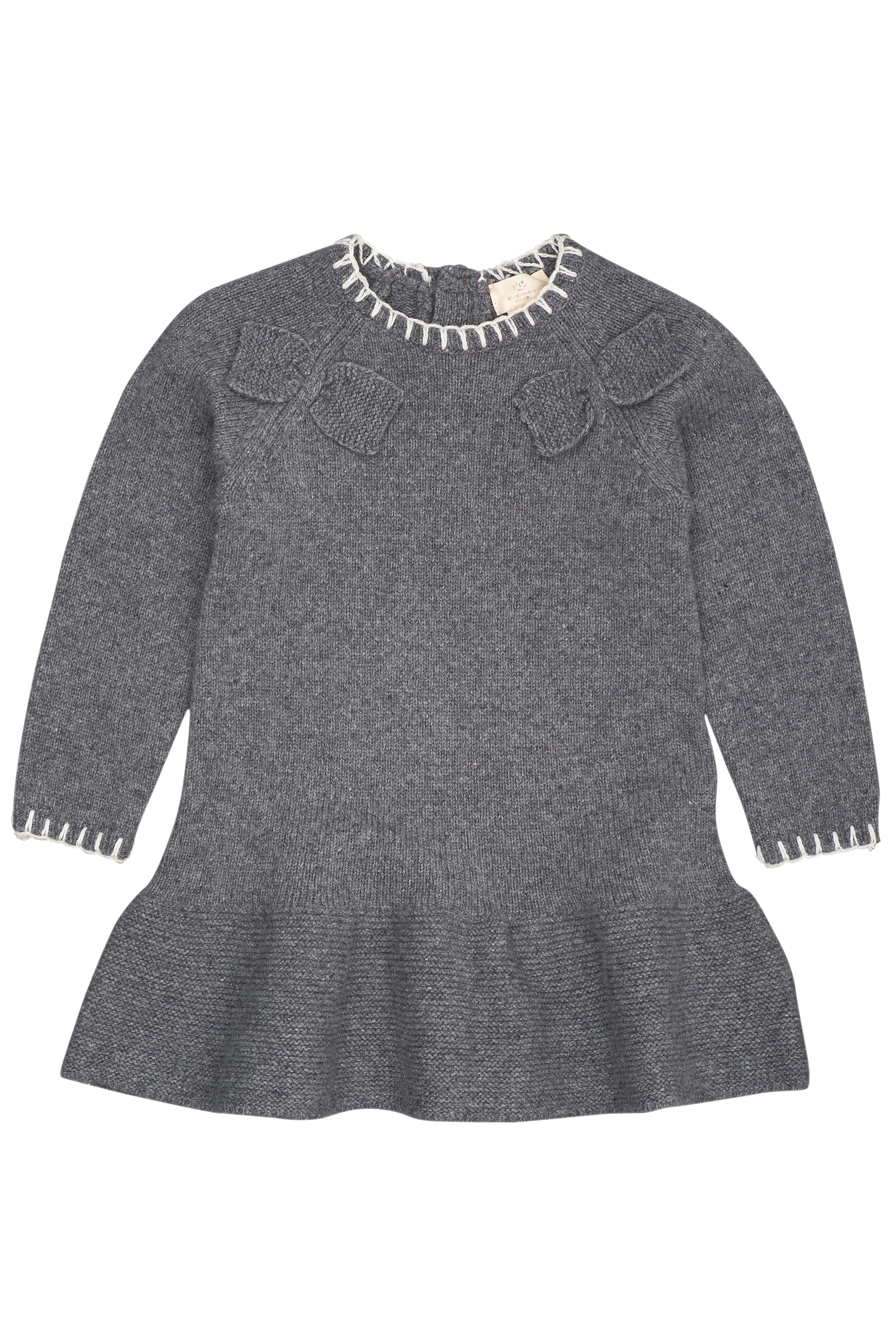 보우 램스울 드레스 Dark Grey Cream