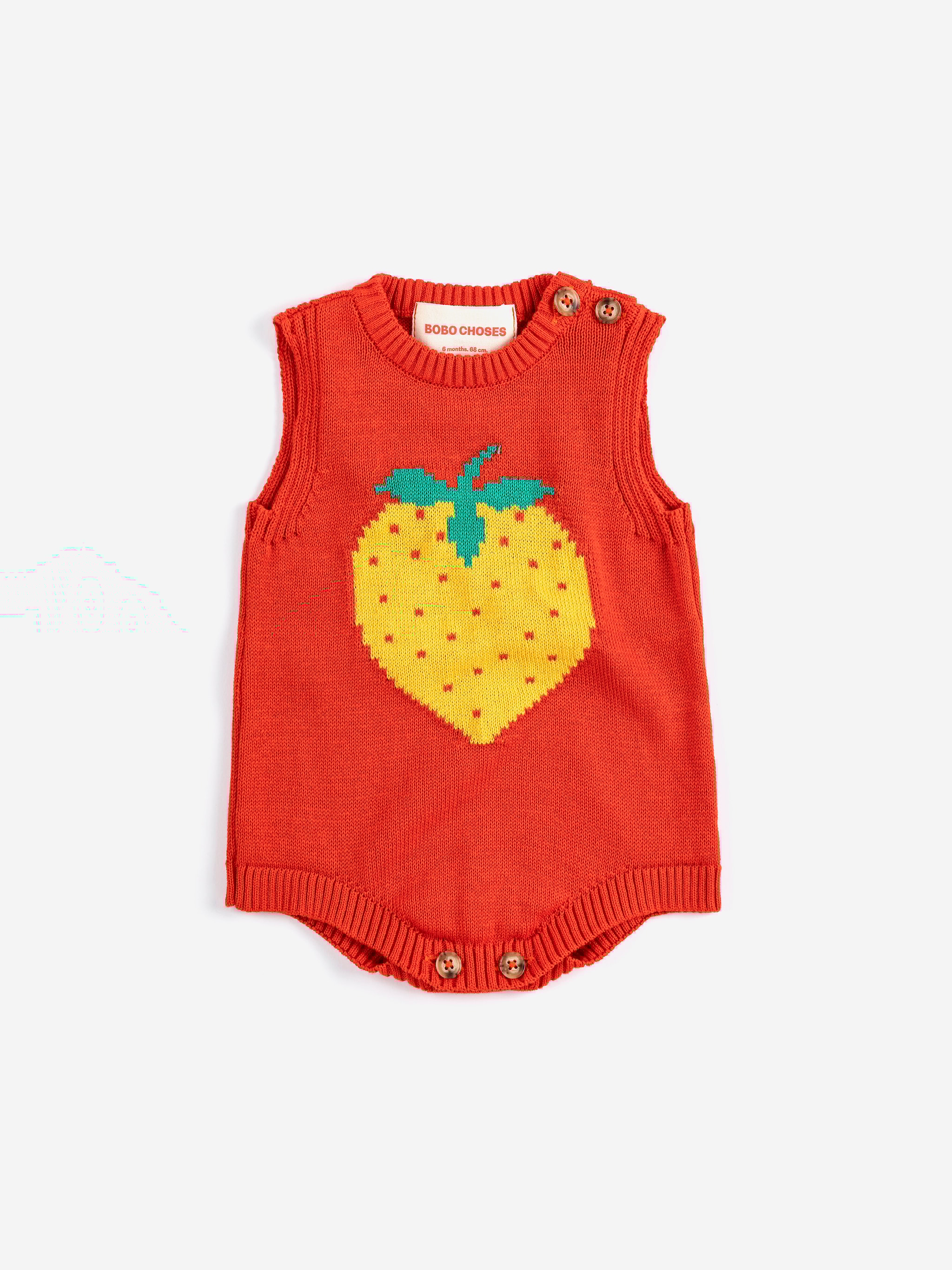 Pixel Strawberry Romper Red 