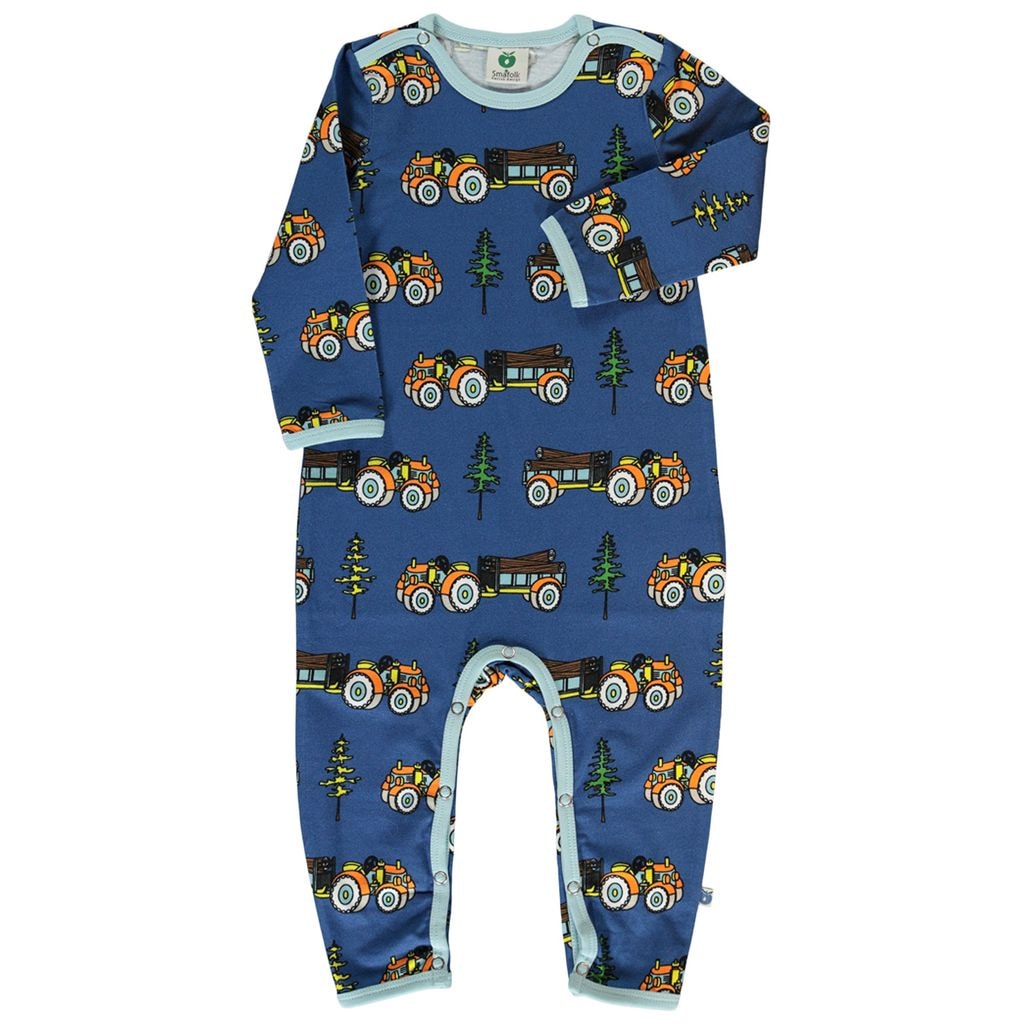 Baby bodysuit with tractors  Federal blue