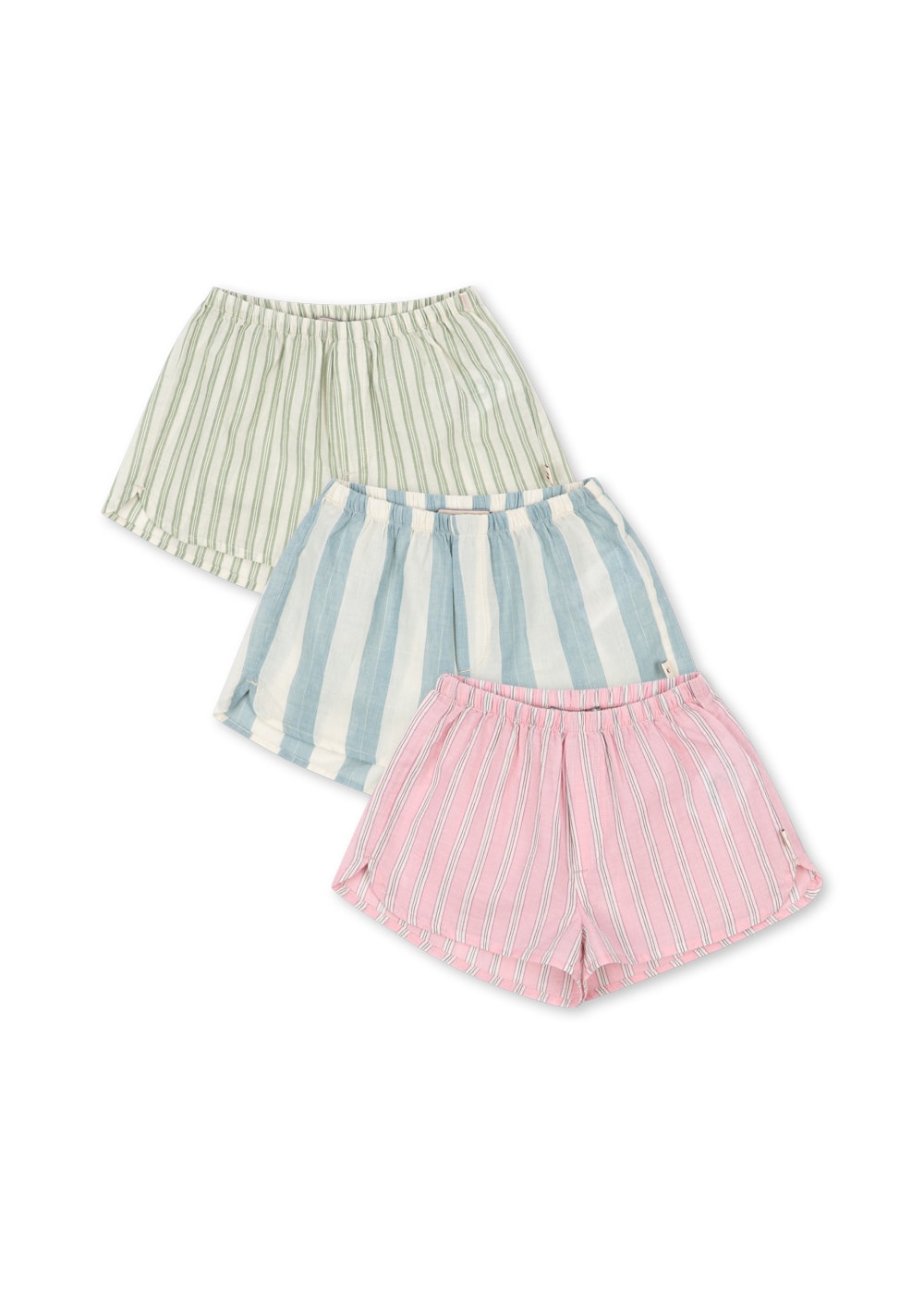 GOTS Asli 3-pack Shorts Basil Orchid Bleu Stripe 