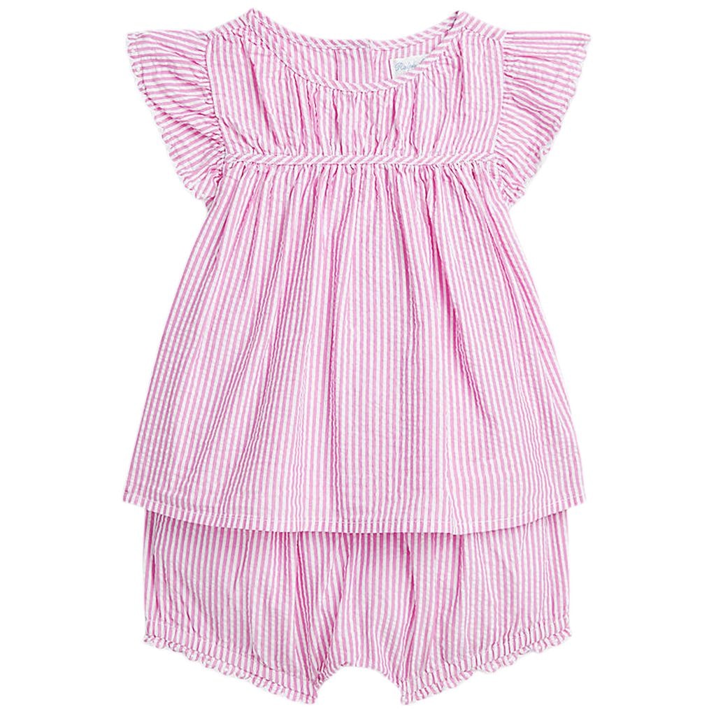 Striped Set With Blouse And Bloomers Rose