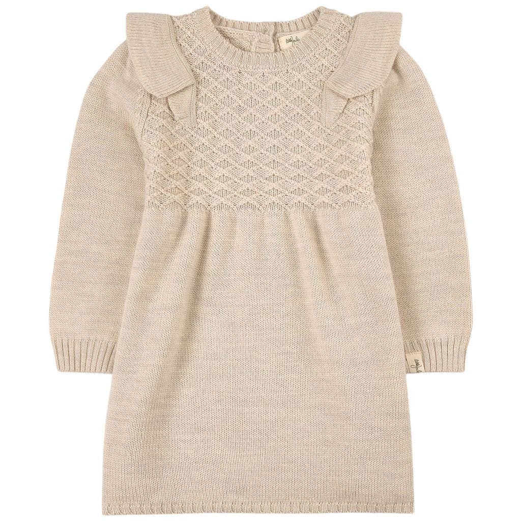 Flounce Knit Dress Cream
