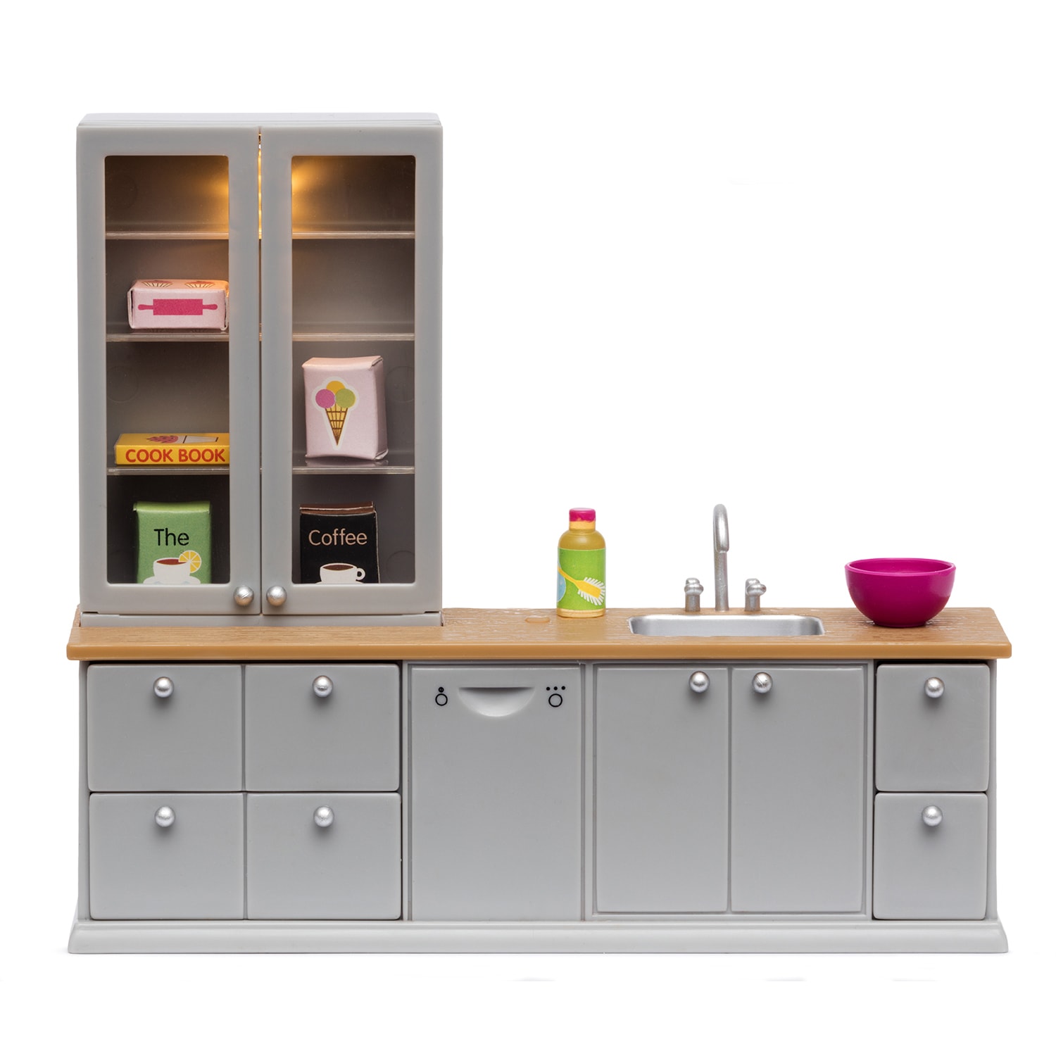 Lundby Diskbänk + Diskmaskin För Dockhus Grey 