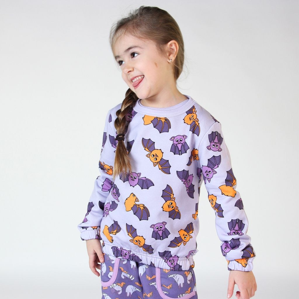Sweatshirt with bats  Orchid Petal