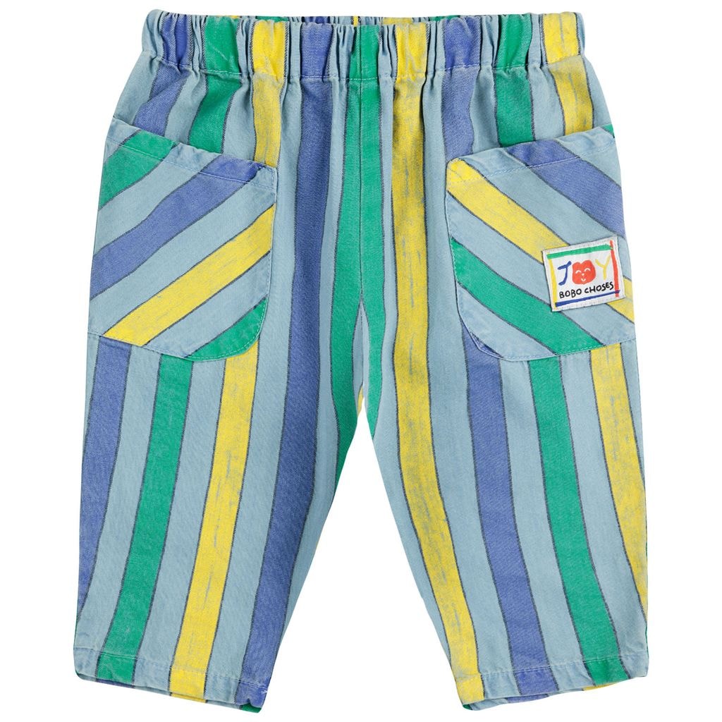 Multicolor Stripes Baby Denim Pants Light Blue