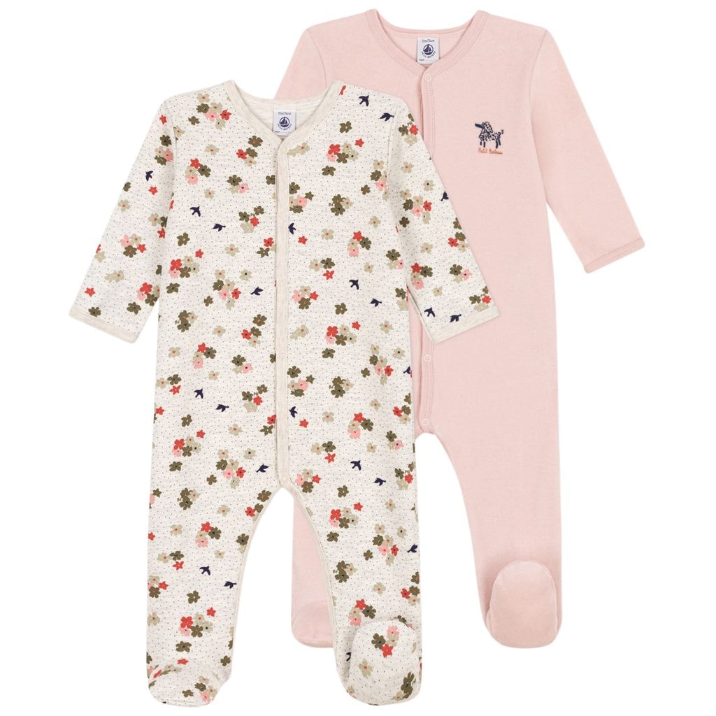 2-Pack Footed Baby Bodies Pink