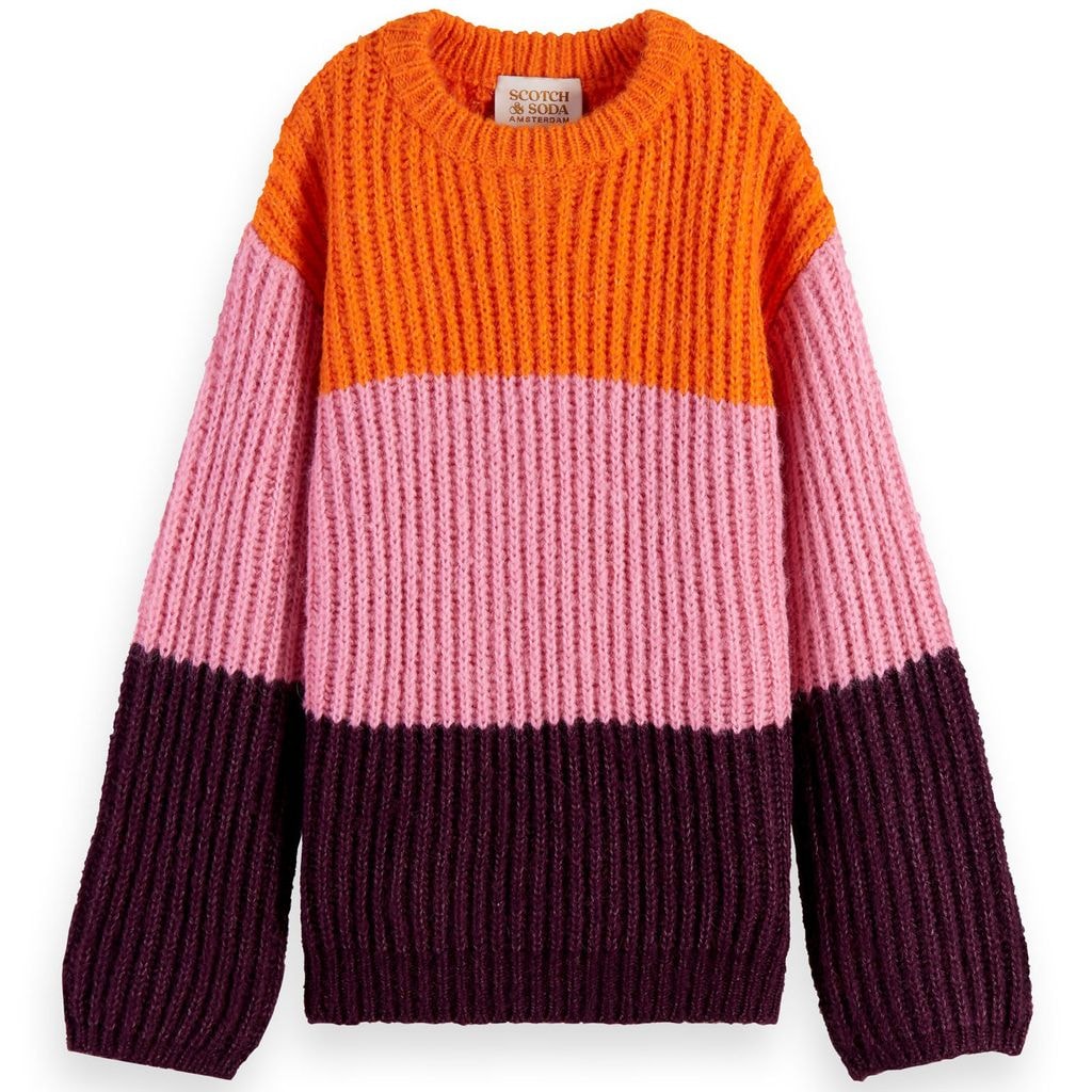 Chunky Color-blocked Knit Sweater Combo A