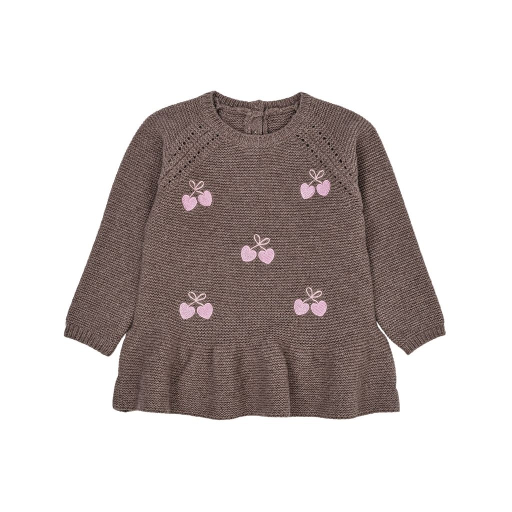 Lambwool Blouse w  Frill & Bow Emb  Natural Melange