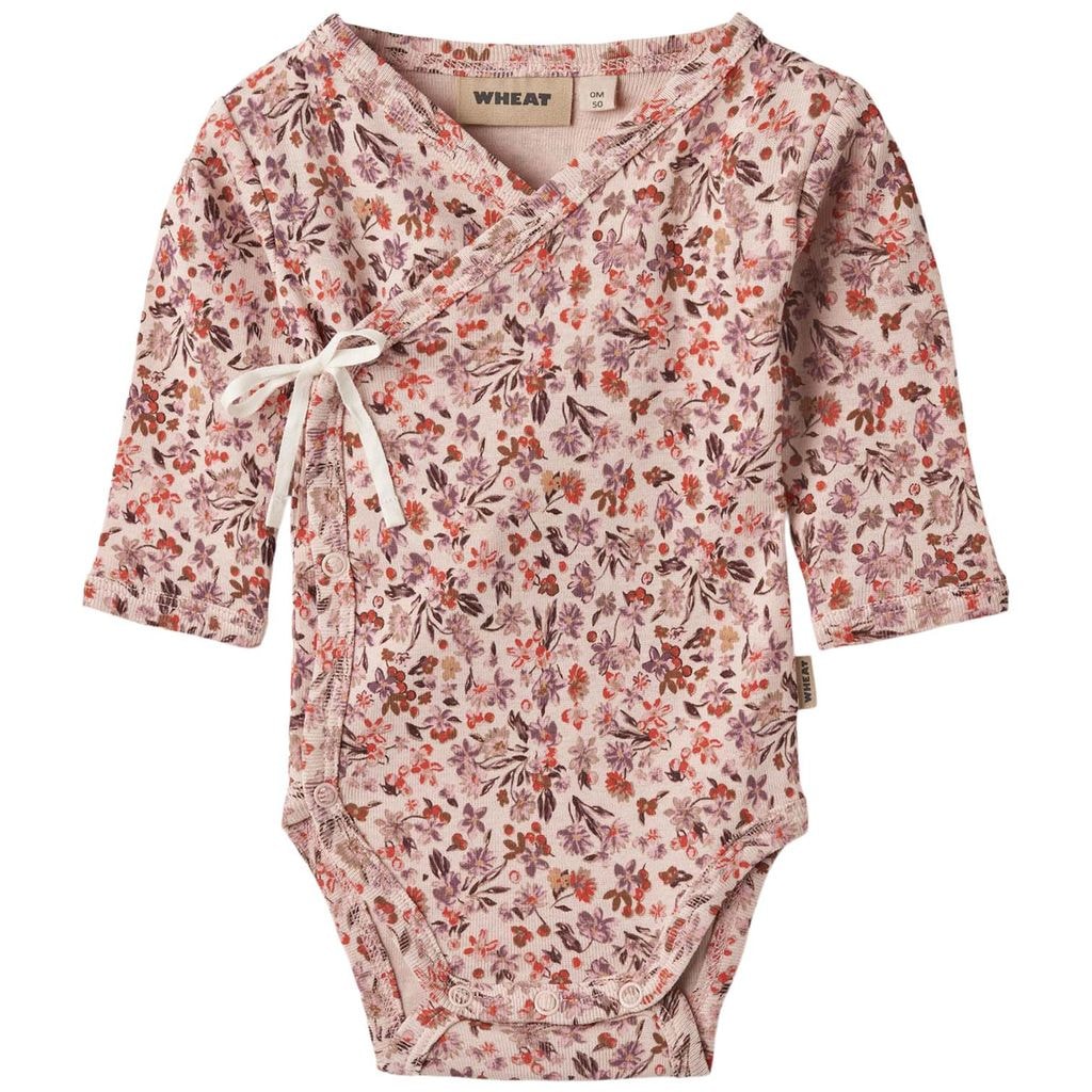 GOTS Chia Blomstret Wrap Body Pale Rose