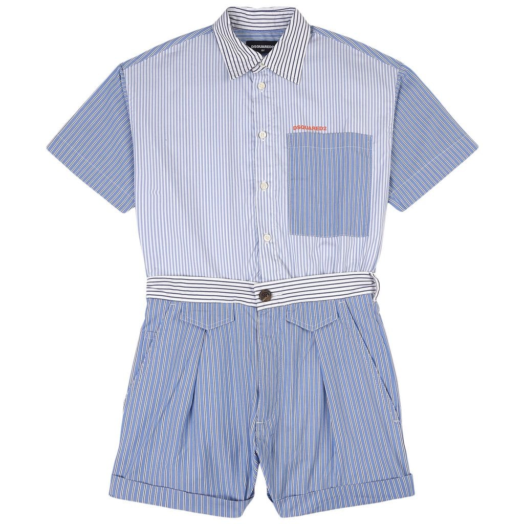 Striped Branded Jumpsuit Blue