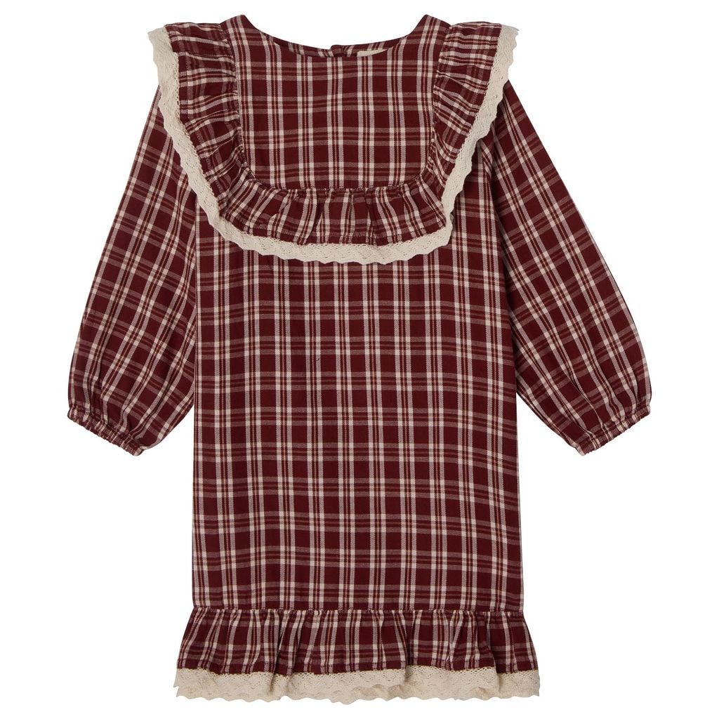 Alice Christmas Check Flounce Dress i Red