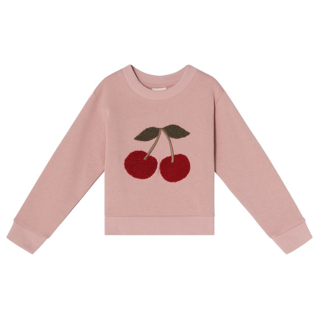 GOTS Heraklion Collegepaita Woody Rose Cherry Appliqué