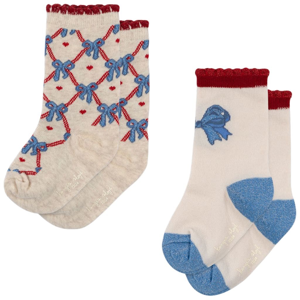 2 Pack Jaquard Socks  Bow Mix