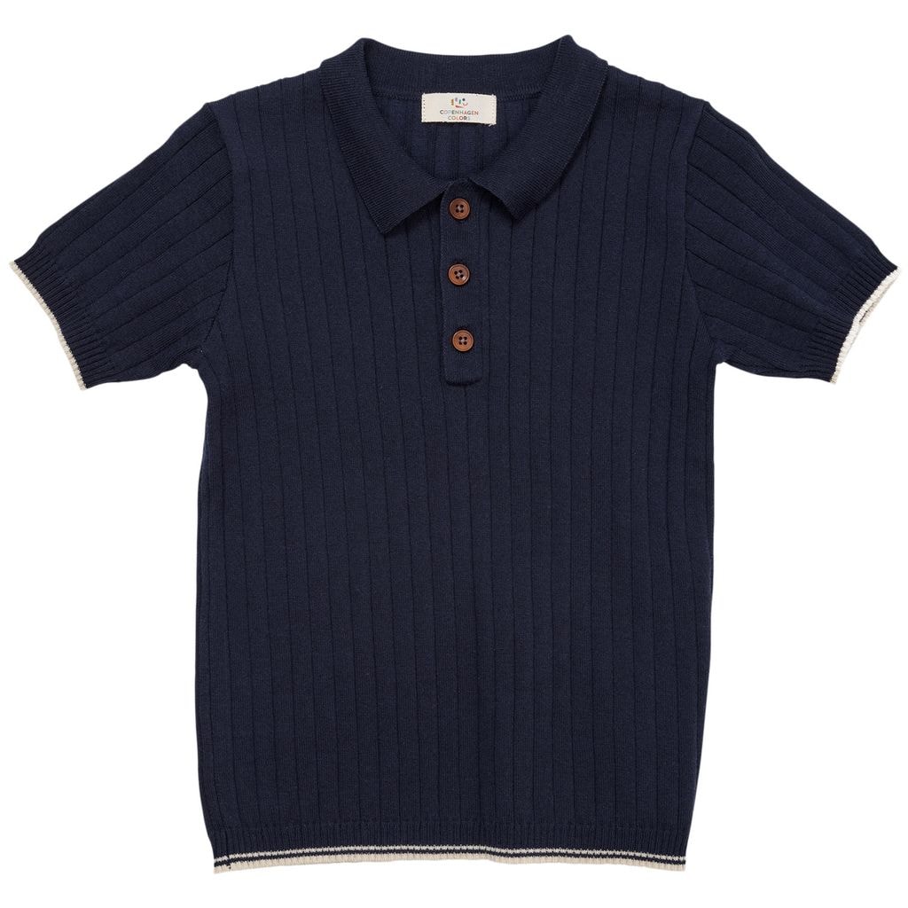 Ribbed Polo Shirt Navy