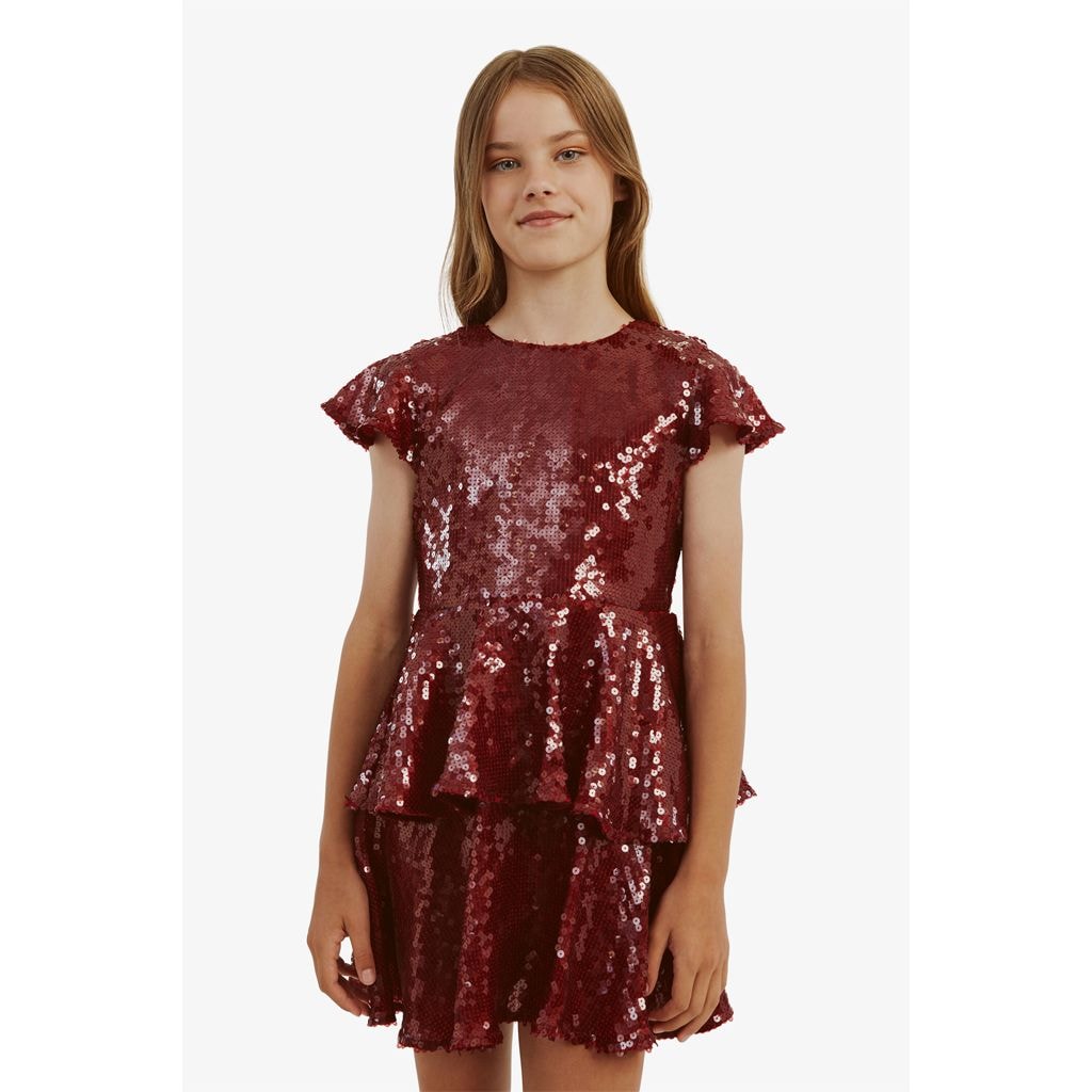 Mindie Sequin Dress Burgundy