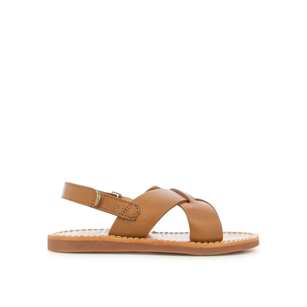 Plage Stitch Cross Sandals Camel