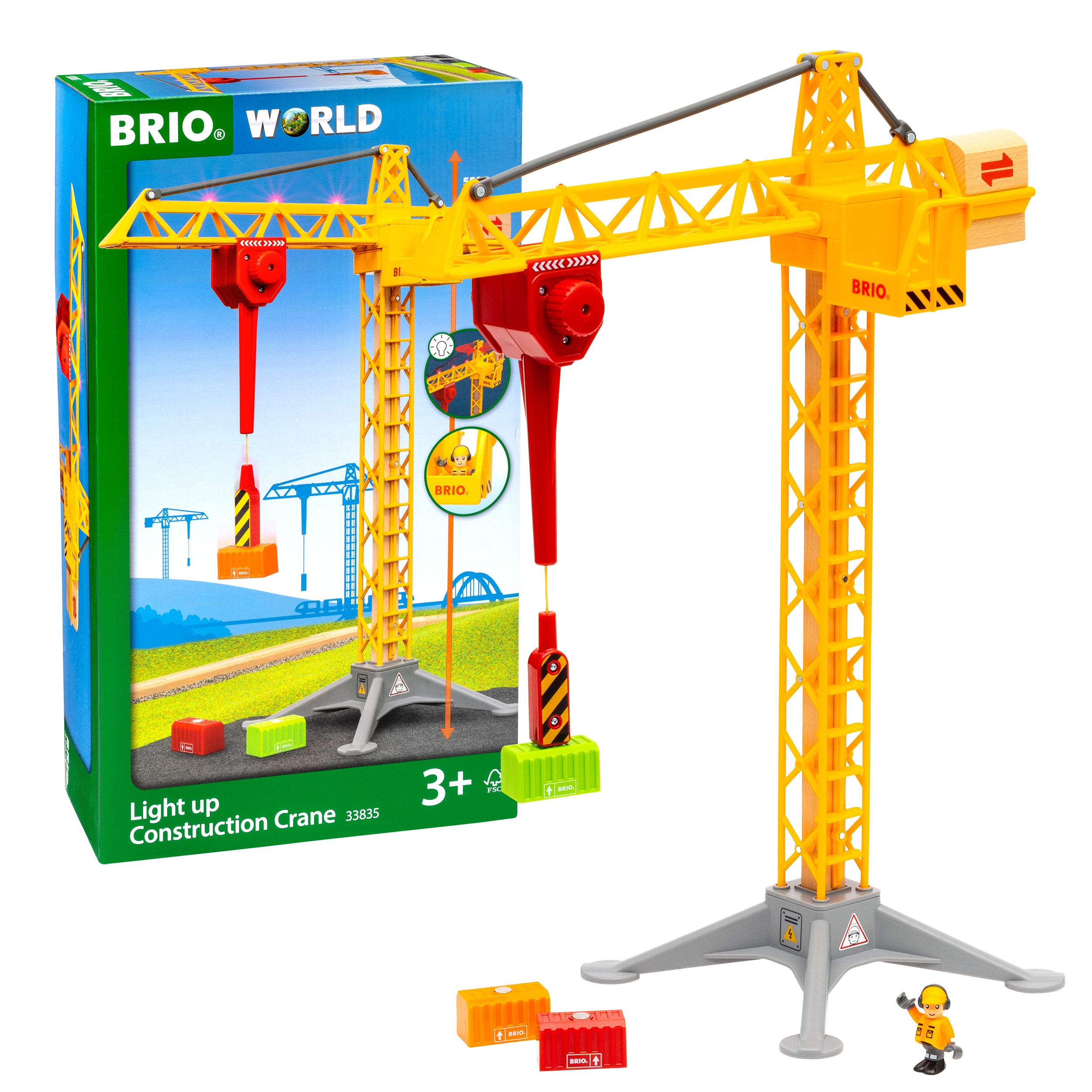 BRIO® World - 33835 Light up Construction Crane Play Set