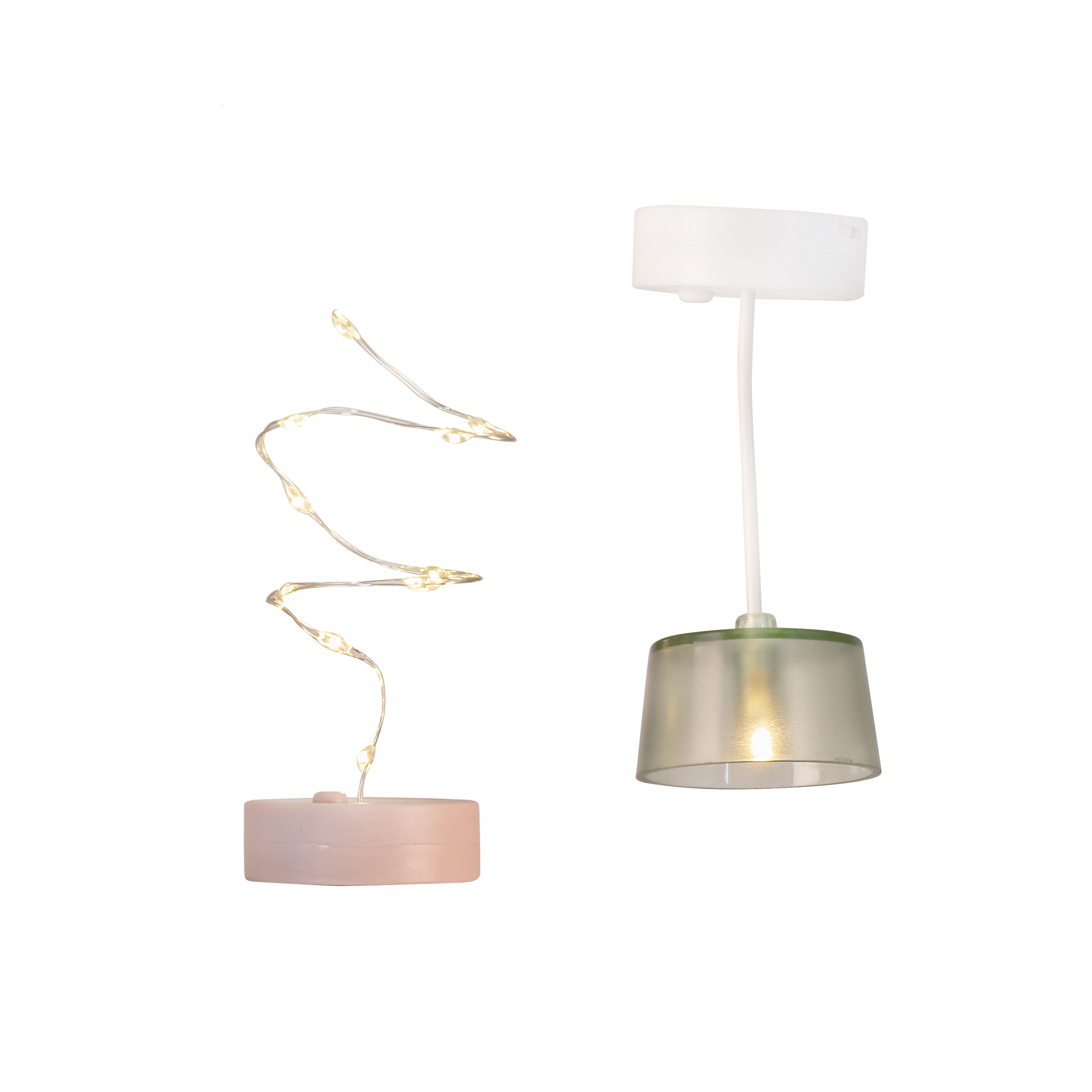 Ceiling Lamp & String Lights Pink
