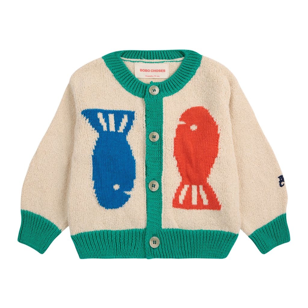 Lucky Fish Baby Cardigan Offwhite