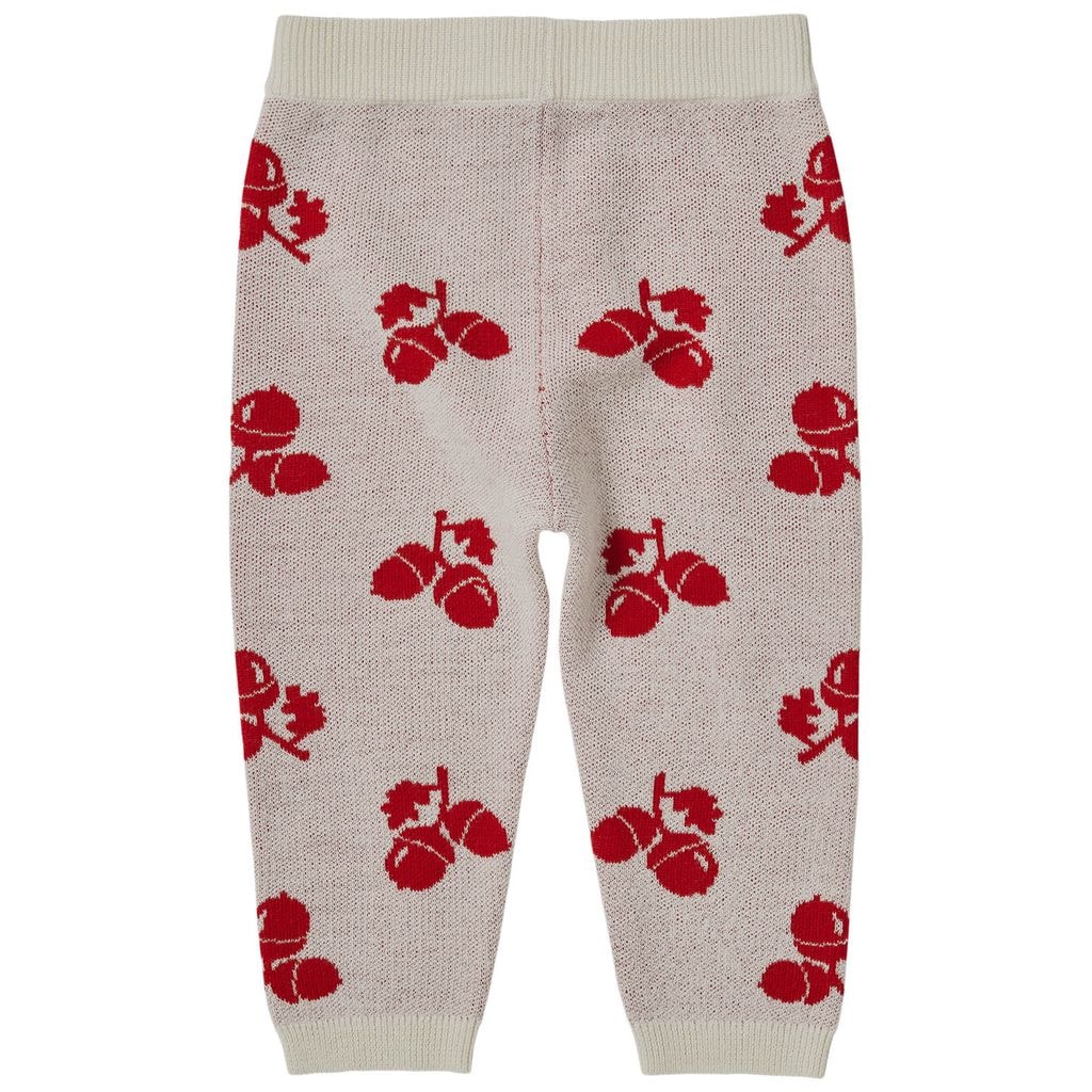 Baby Acorn Pattern Pants Ecru/Red