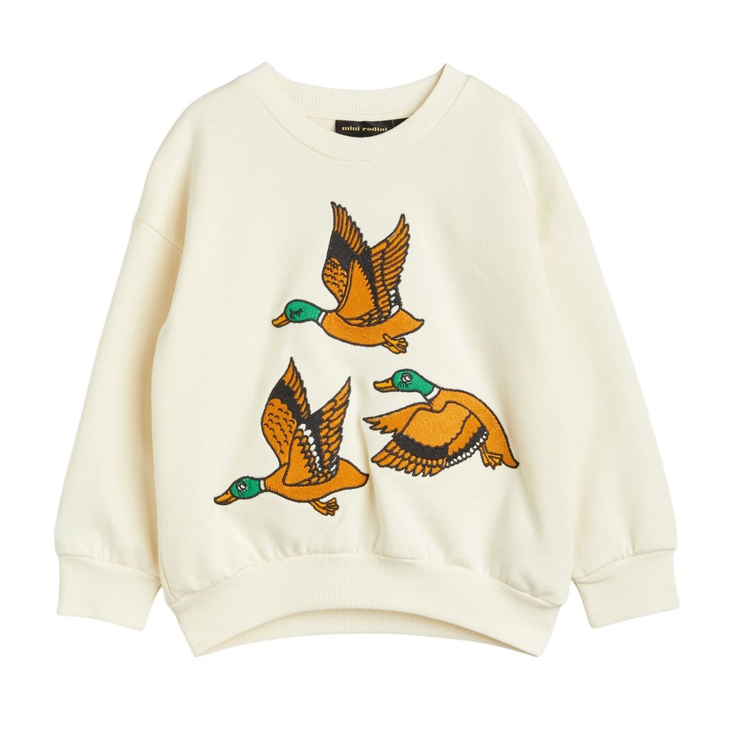GOTS Ducks Embroidered Sweatshirt Off White