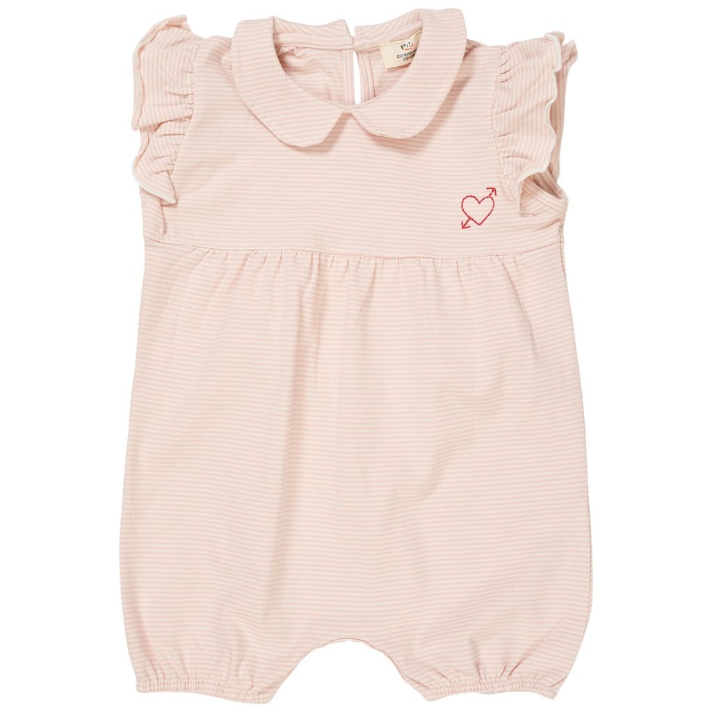 Randig Romper Dusty Rose Cream Stripe