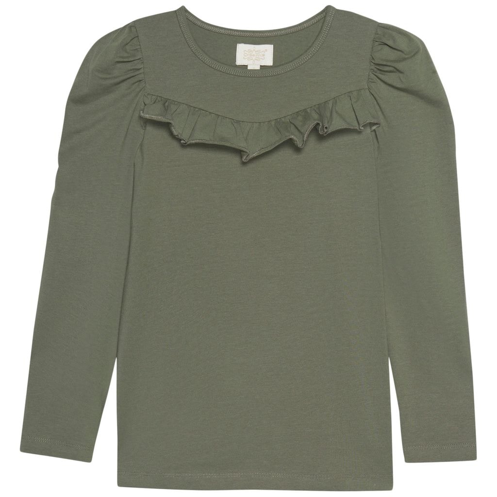 Volangprydd Långärmad T-shirt Deep Lichen Green