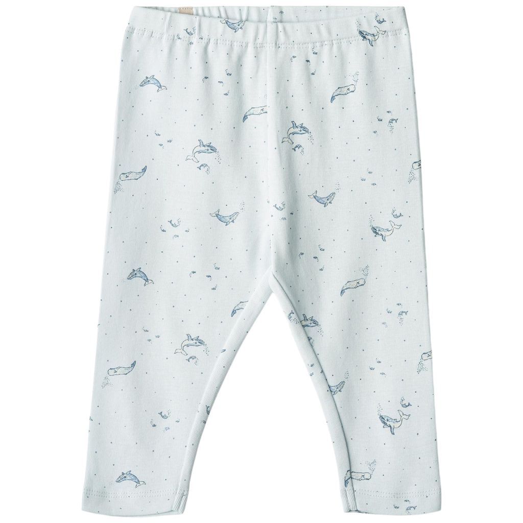 Silas Printed Leggings With Whales Light Blue