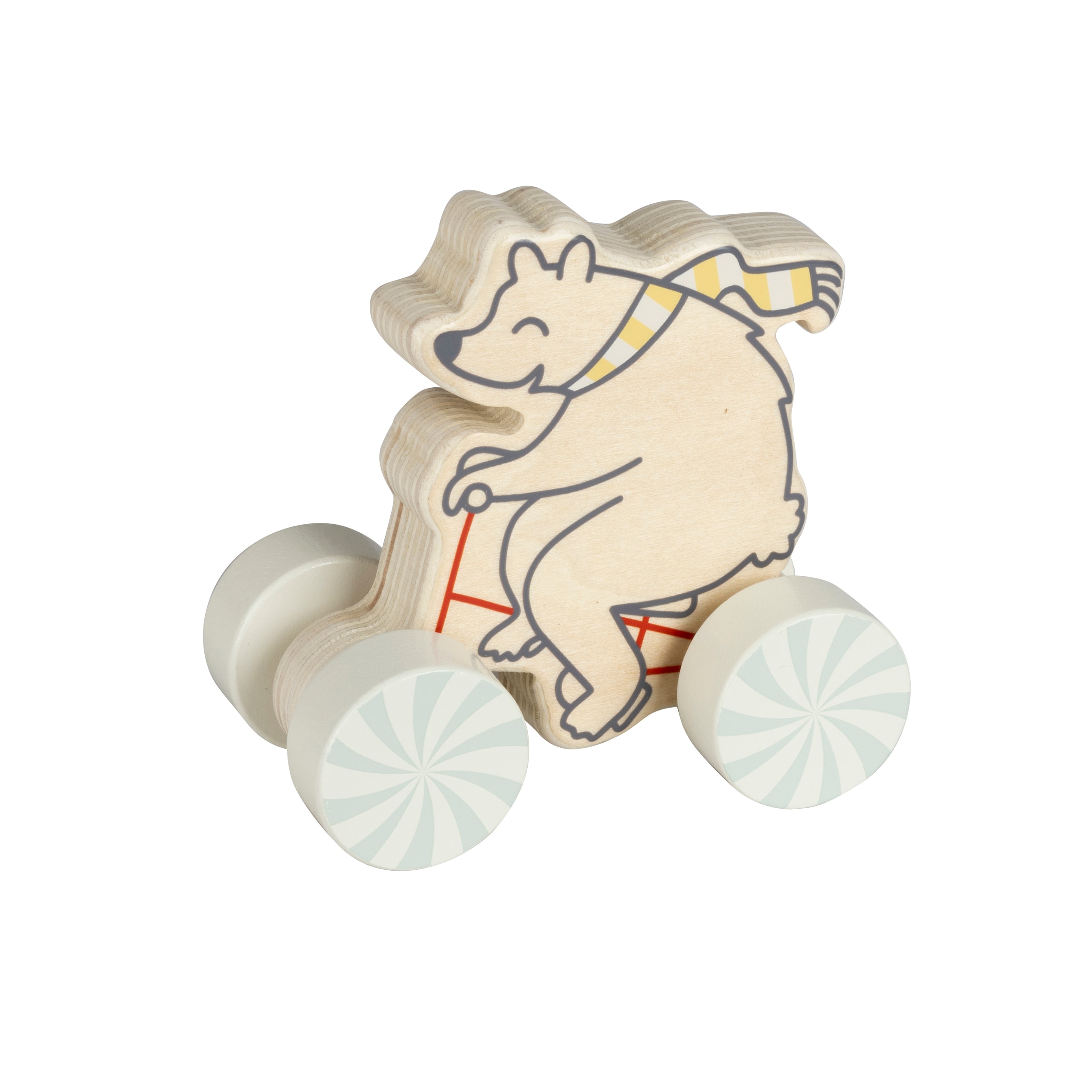 Bear Wooden Pull-Along Toy Car Multicolor