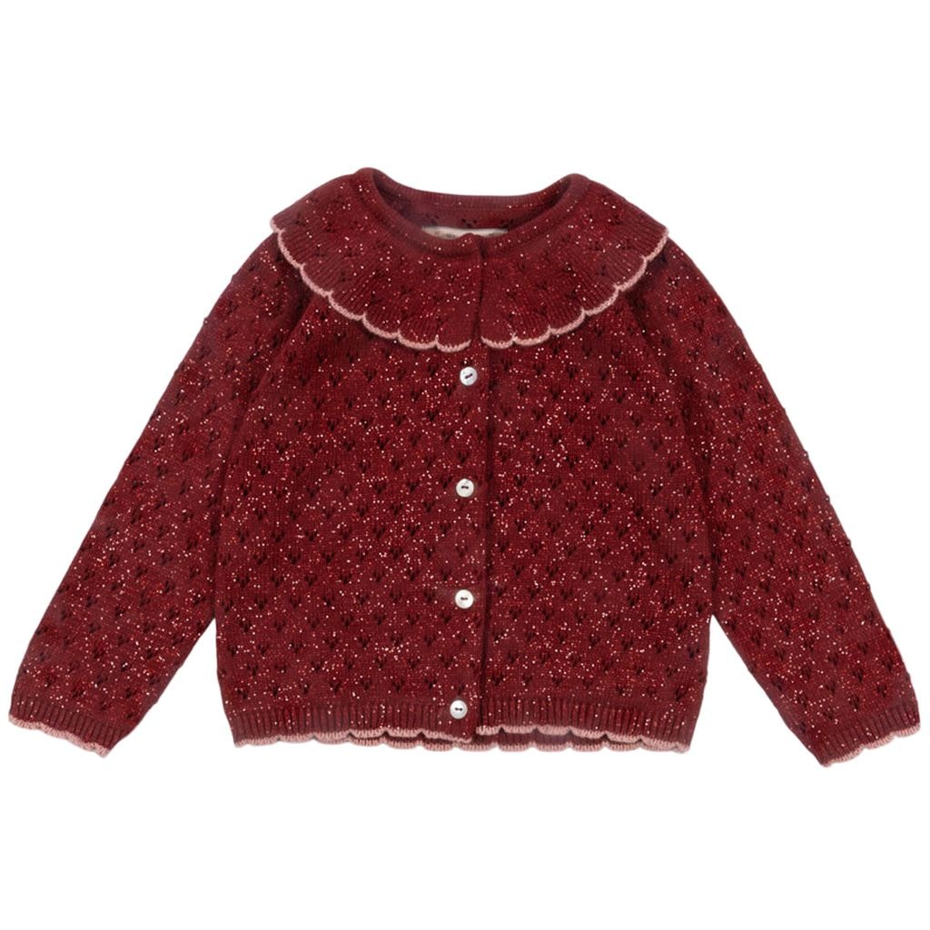Cotton Blend Cardigan Red Dahlia