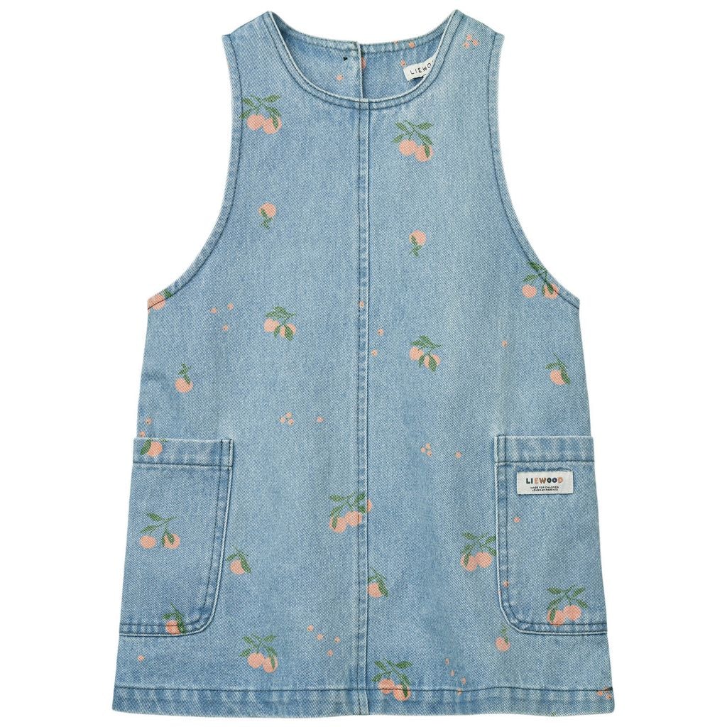 Angelica Kjole Peach Light Blue Denim