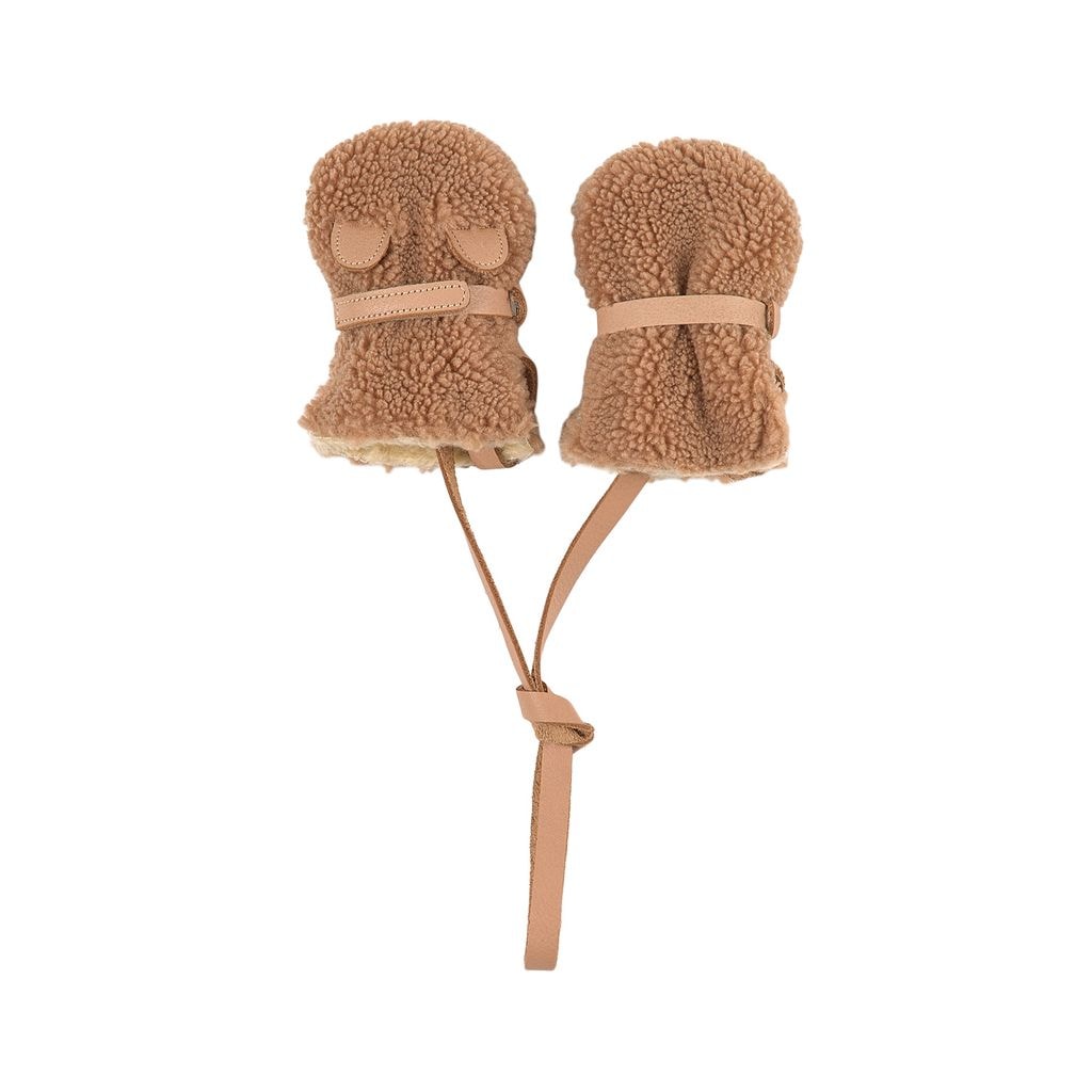 Richy Teddy Bear Mittens Light Maple Curly Faux Fur