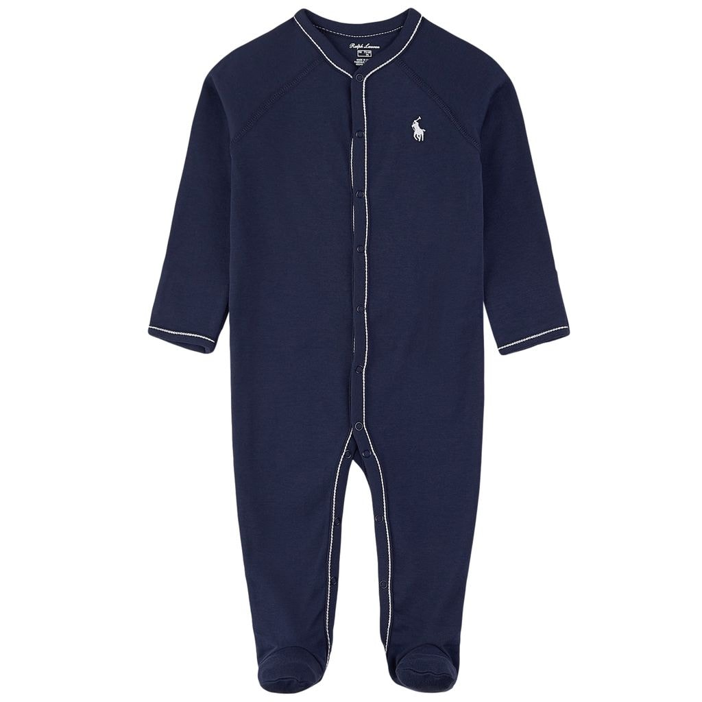 Branded Footed Baby Body Navy