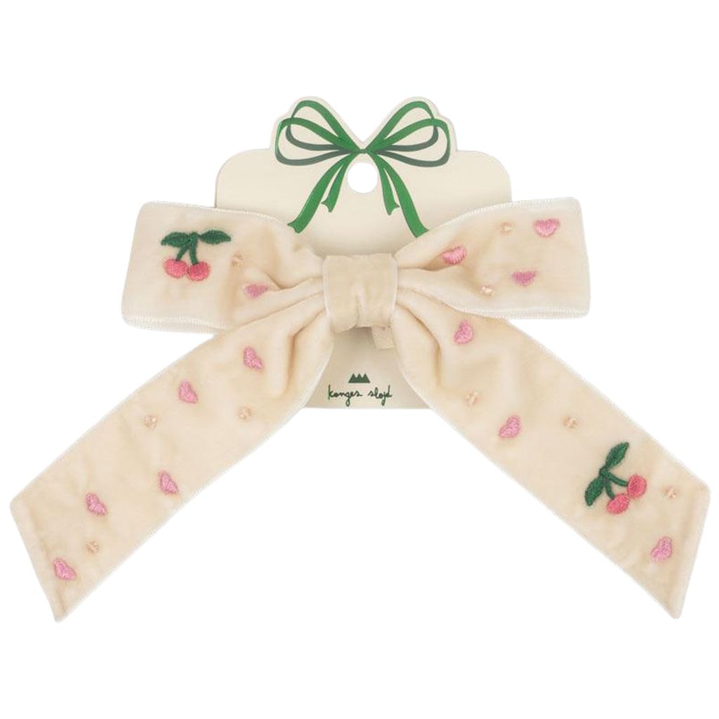 Velvet Bow Pearly 헤어 클립 Pearled Ivory