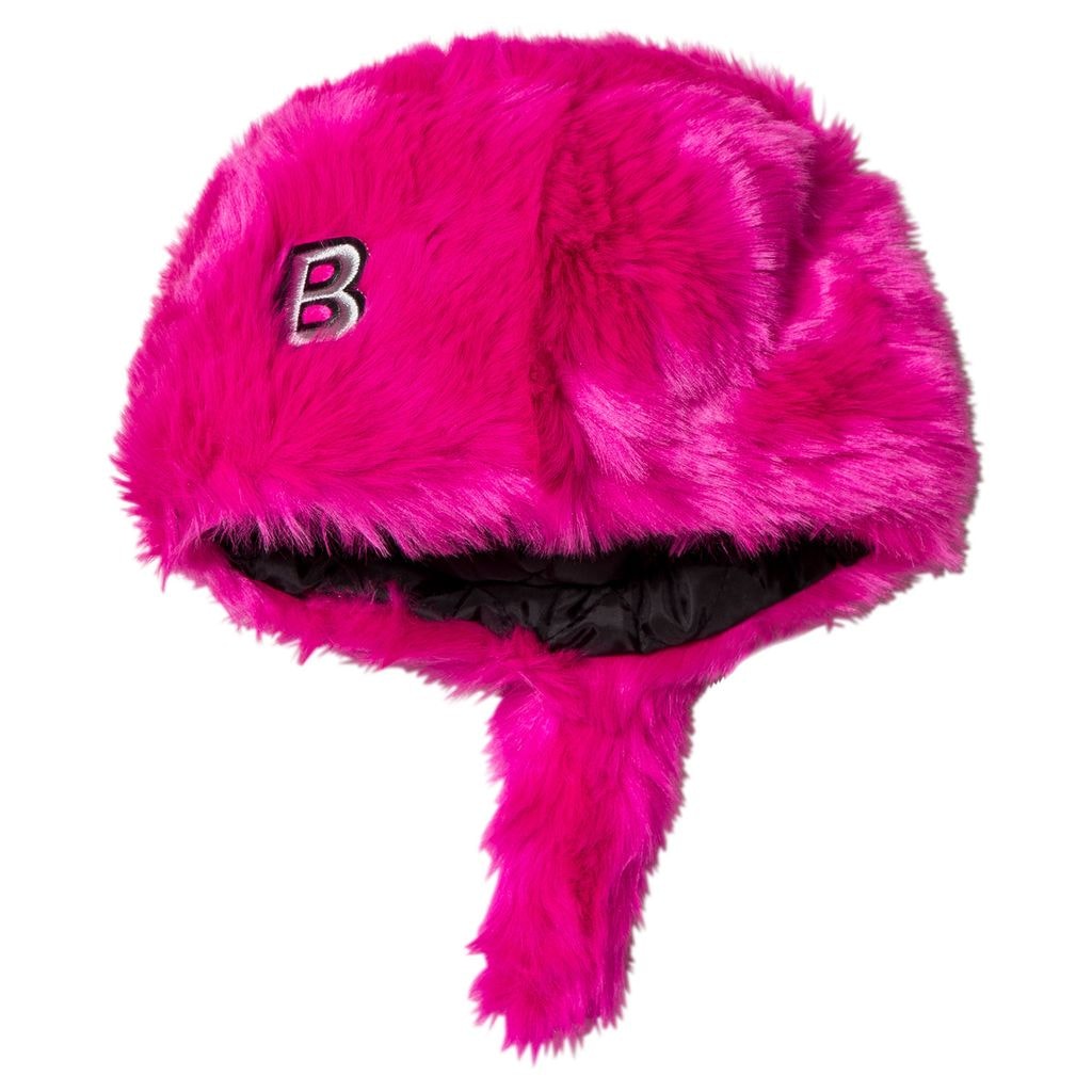 Faux Fur Hat with Tail Pink